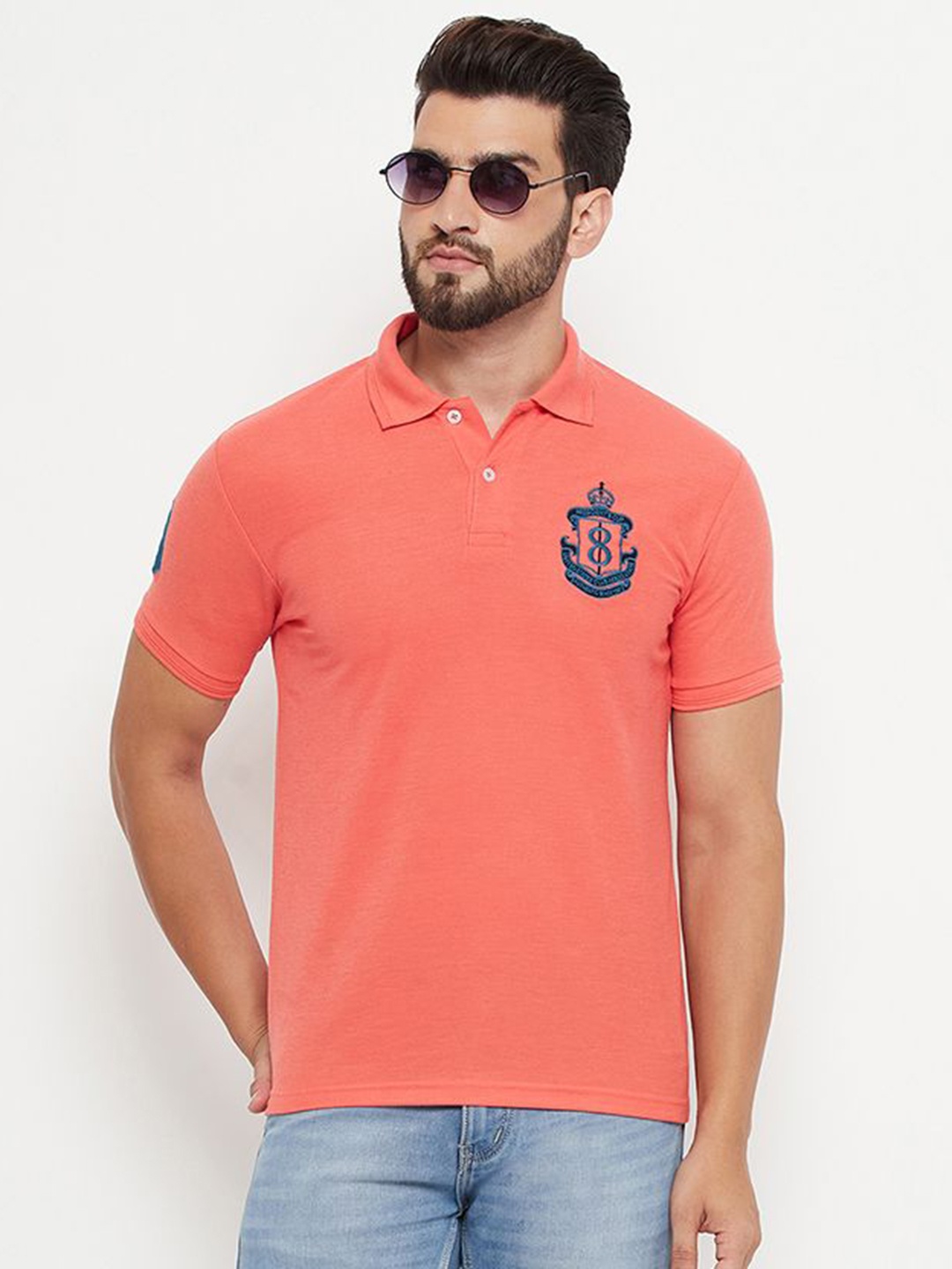 

GET GOLF Men Solid Polo Collar T-shirt, Coral