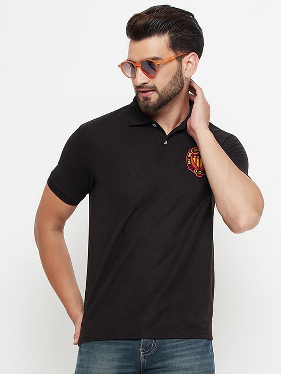 

GET GOLF Men Polo Collar T-shirt, Black