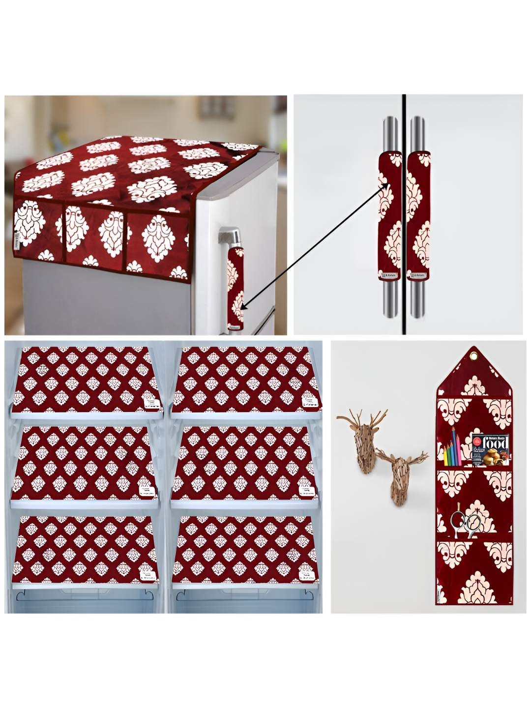 

E-Retailer Maroon & Off White 10 Pieces Ethinic Motifs Printed 3-Layered Appliance covers