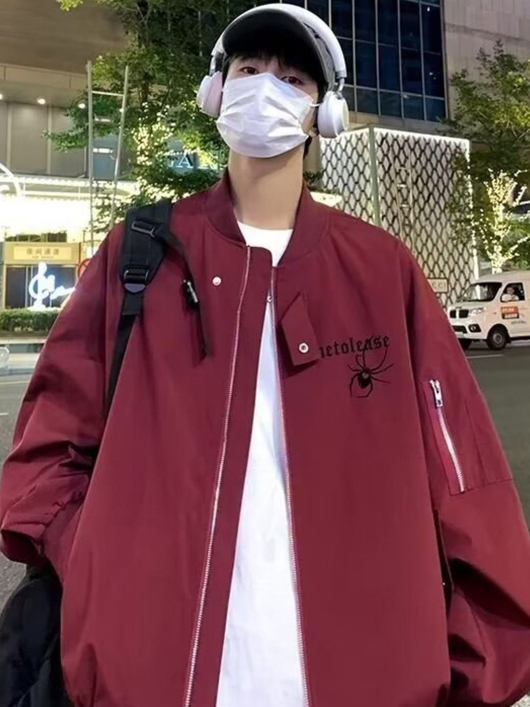 

KPOP Men Open Front Jacket, Burgundy