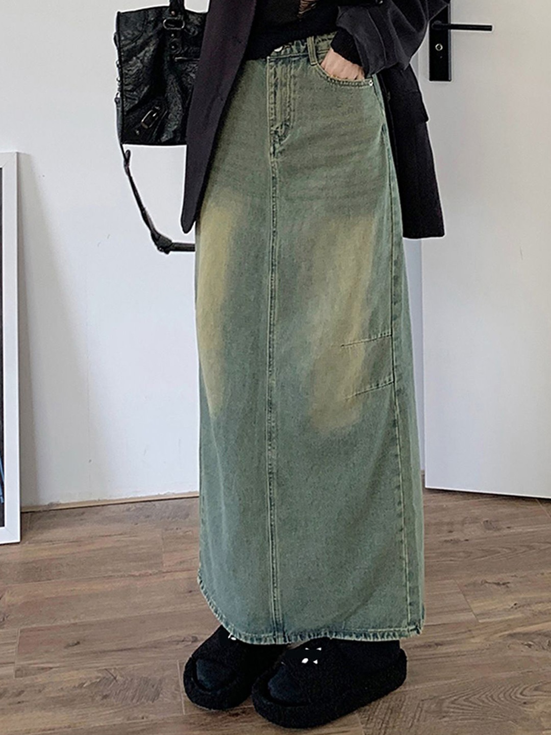 

StyleCast Women Denim Straight Maxi Skirt, Blue