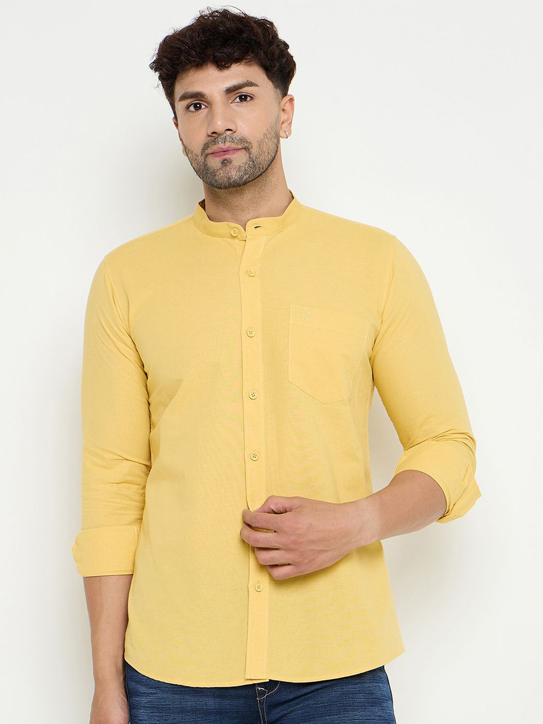 

Duke Men Slim Fit Opaque Casual Shirt, Yellow