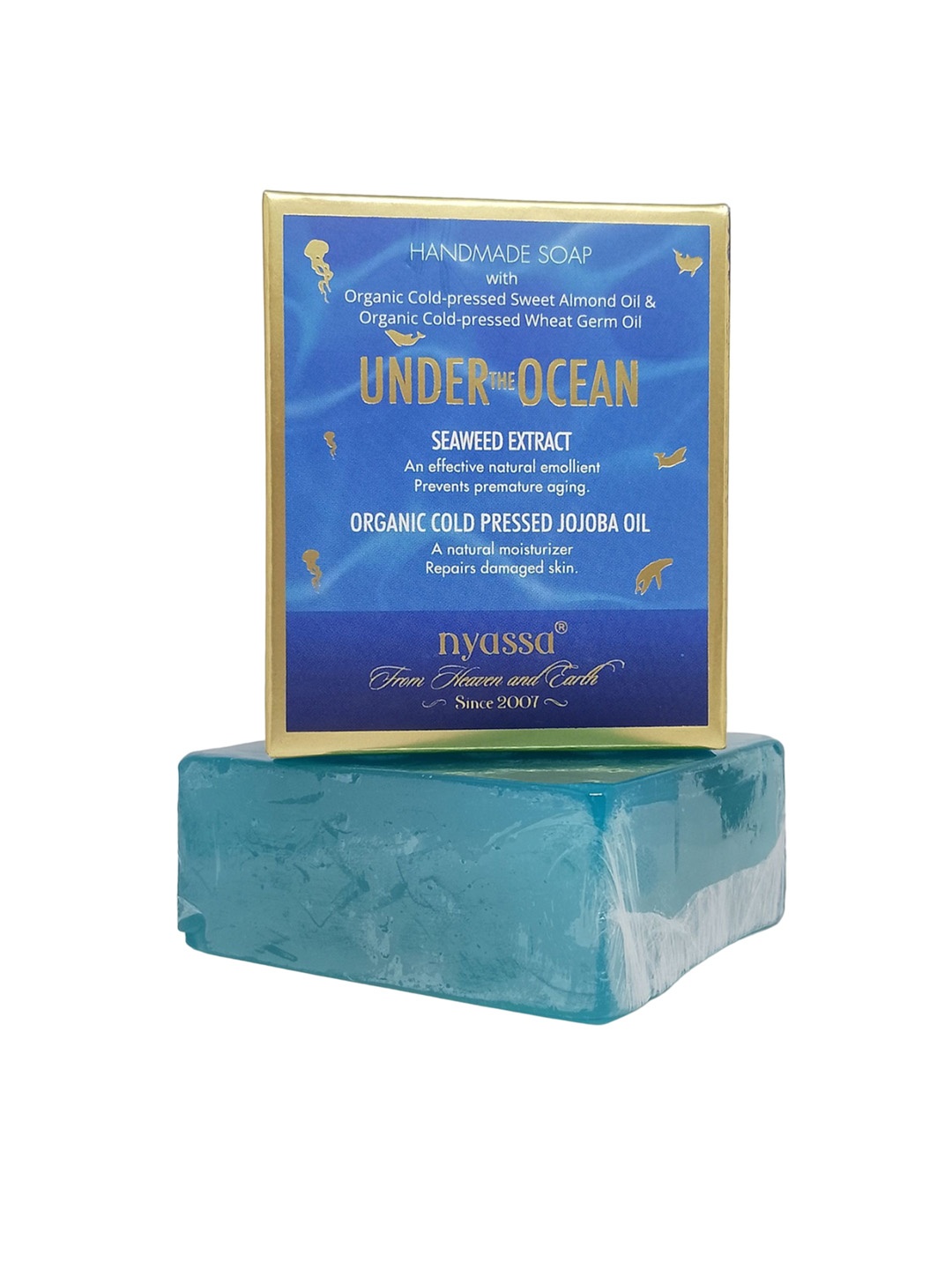 

Nyassa Under The Ocean Soap With Seaweed Extract & Organic Cold Pressed Jojoba Oil -150 g, Blue