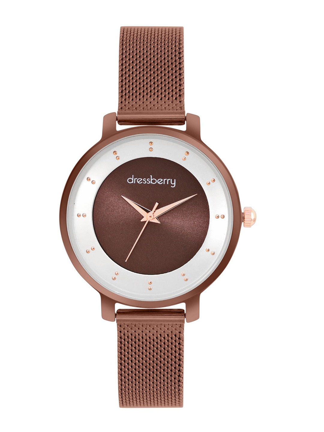

DressBerry Women Brass Embellished Dial & Straps Analogue Watch DB-SS24-15D, Brown