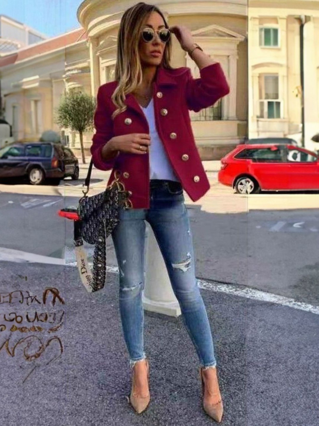 

StyleCast Women Crop Open Front Jacket, Red