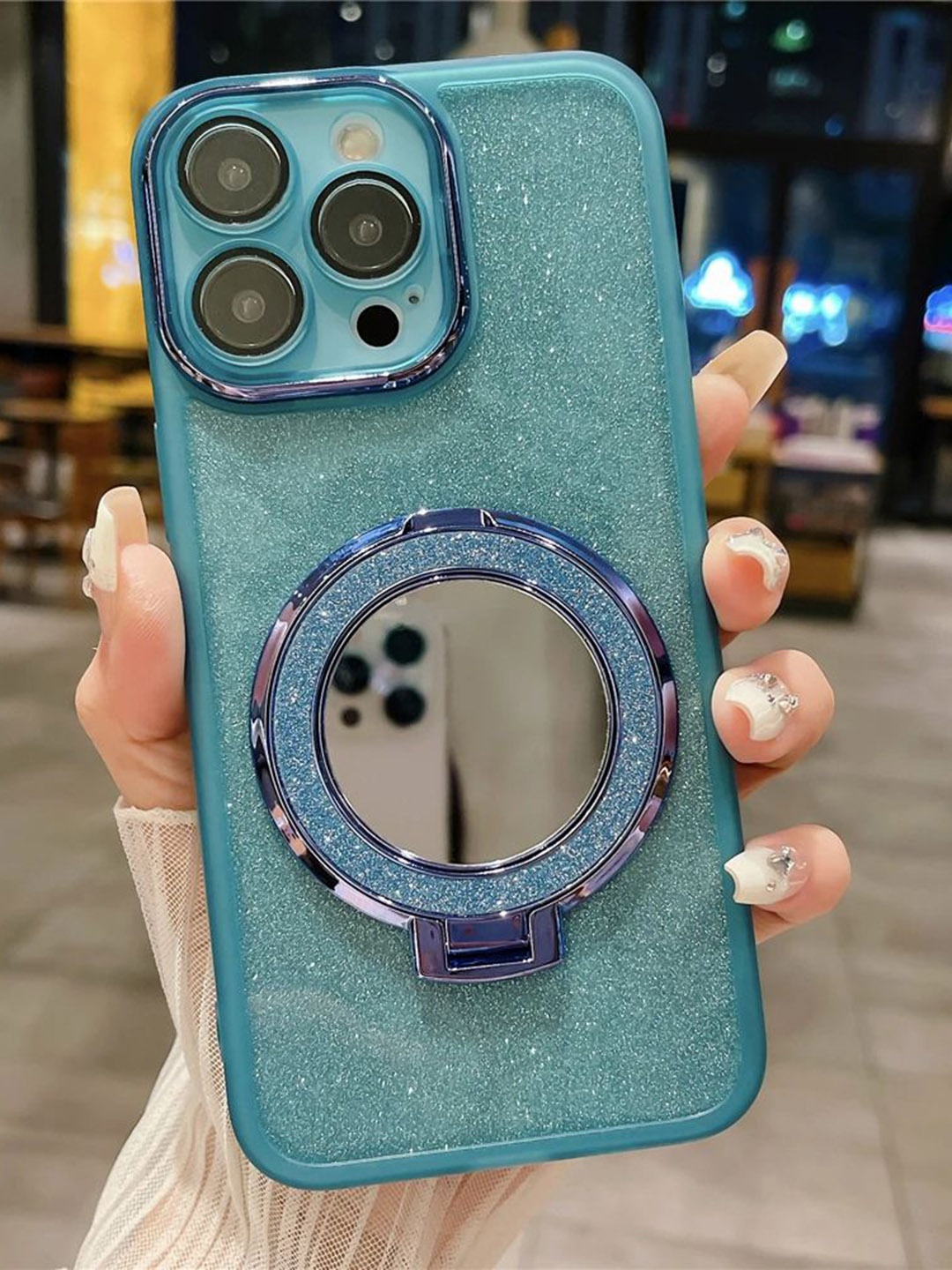 

Luxury Kase Solid Printed iPhone 14 Pro Max Back Case Mobile Accessories, Blue