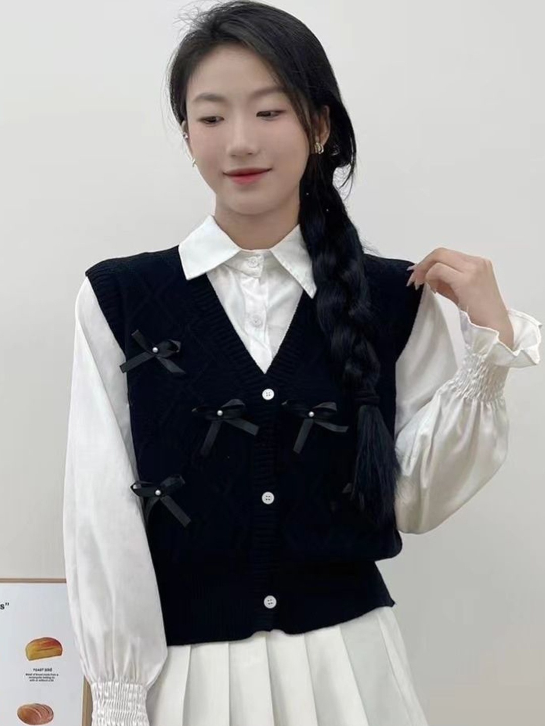 

KPOP Women Front-Open Sweater, Black