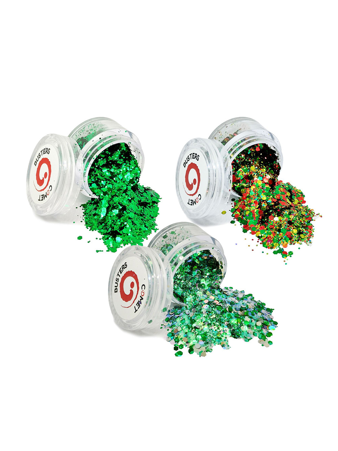 

Comet Busters Set Of 3 Face Chunky Glitter Body Shimmer Eye Makeup - 5 g Each - GLT047, Green