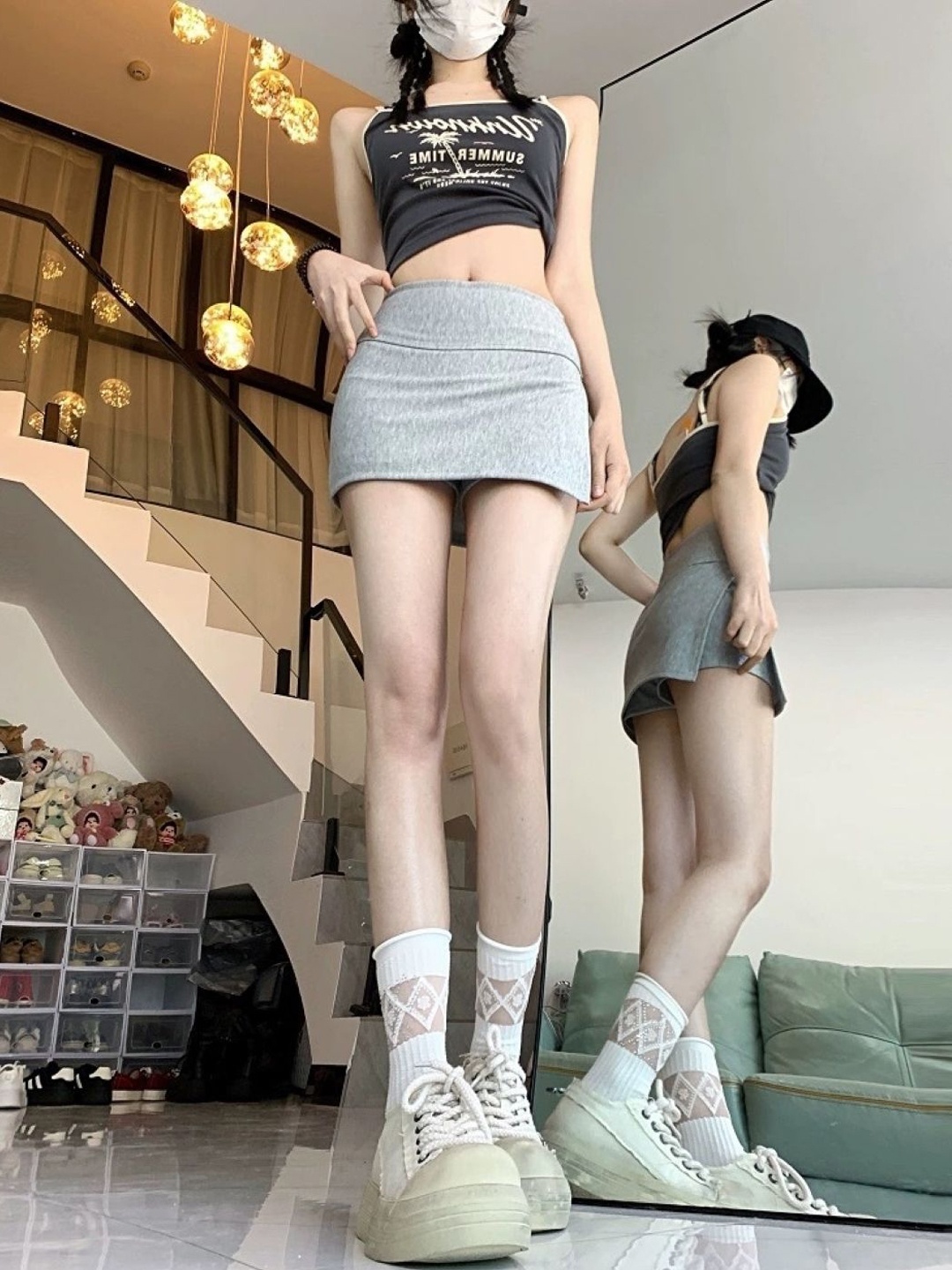 

HERE&NOW Women Straight Above Knee Casual Mini Skirts, Grey