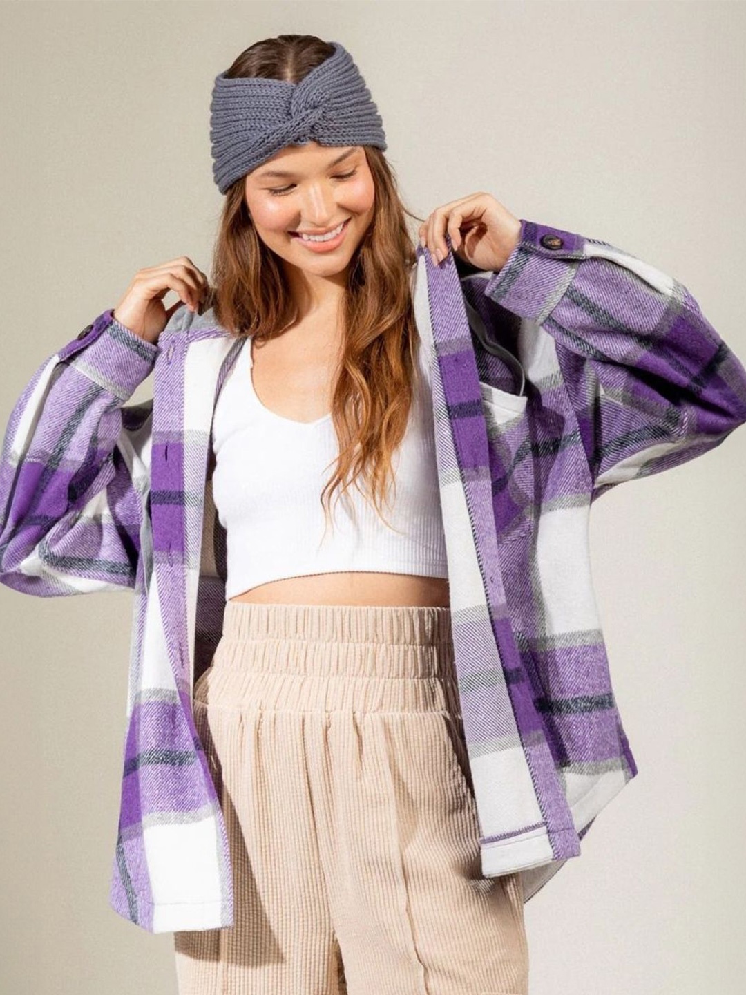 

HERE&NOW Women Original Tartan Checks Opaque Checked Casual Shirt, Purple
