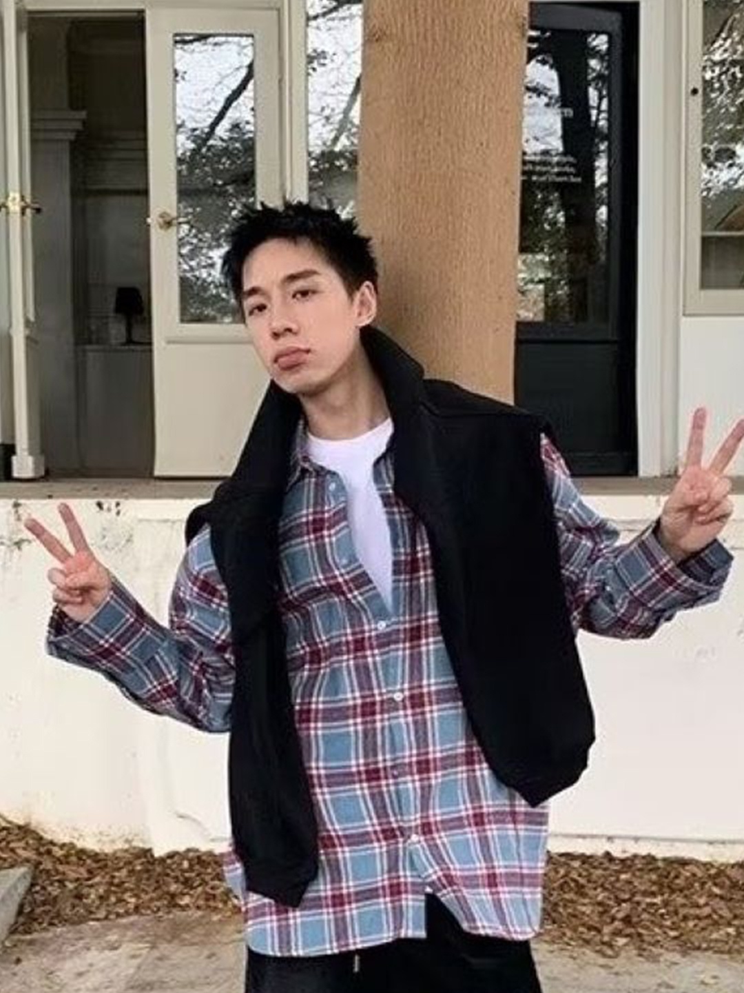 

KPOP Men Comfort Tartan Checks Opaque Checked Casual Shirt, Purple