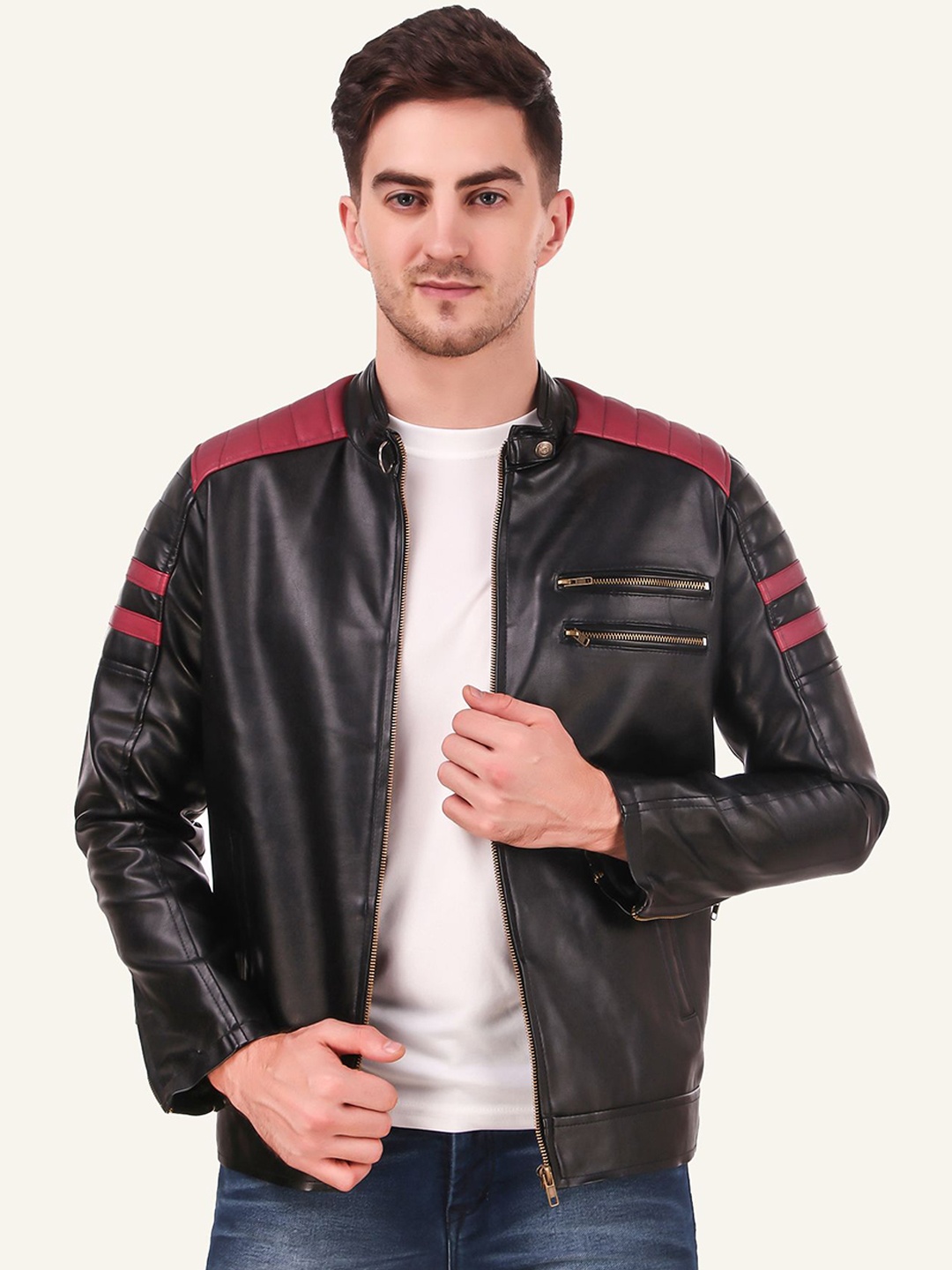 

Leather Retail Men Biker Jacket, Black
