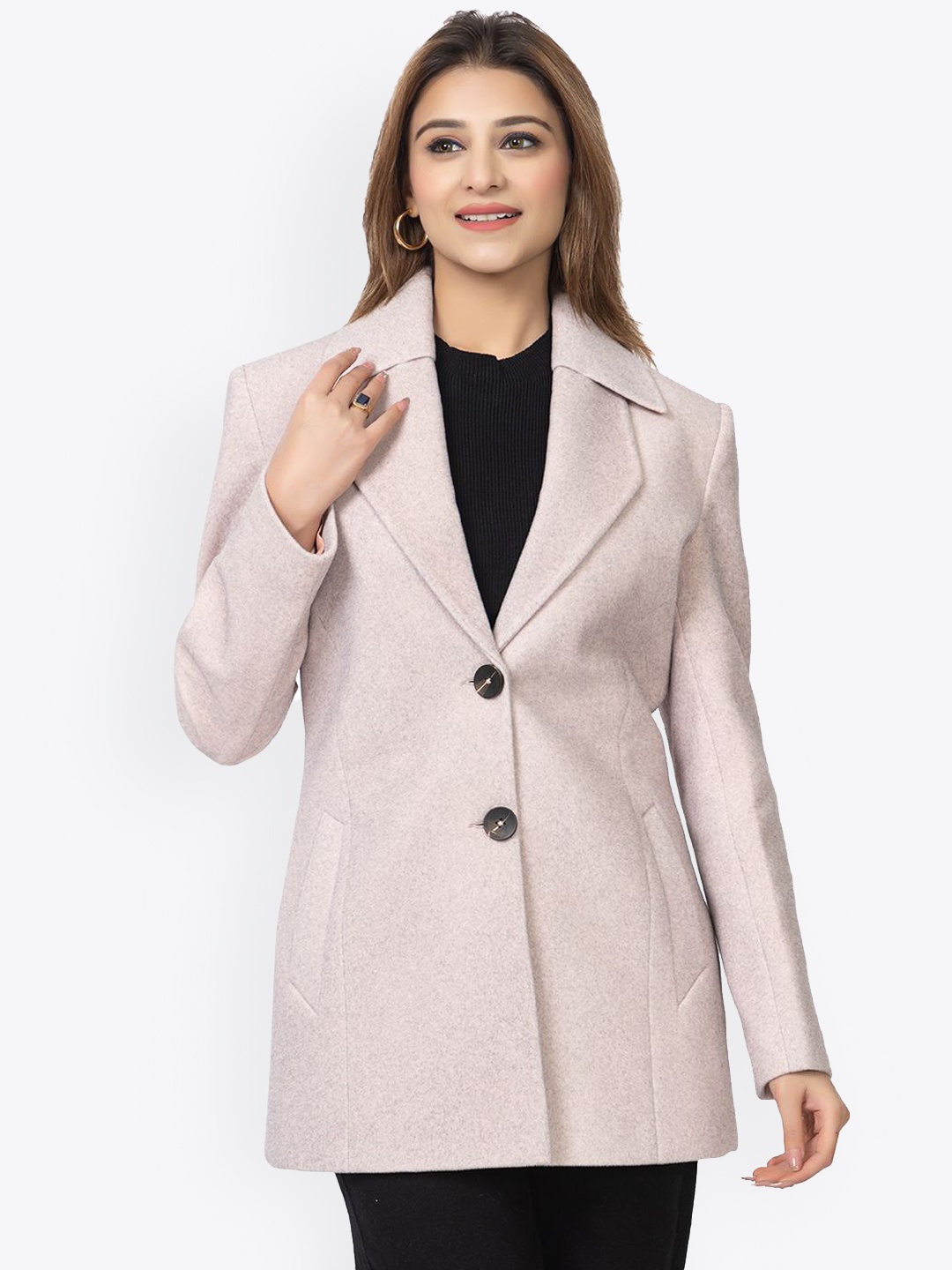 

ELEVEIGHT Notched Lapel Long Sleeve Single Breasted Blazer, Pink