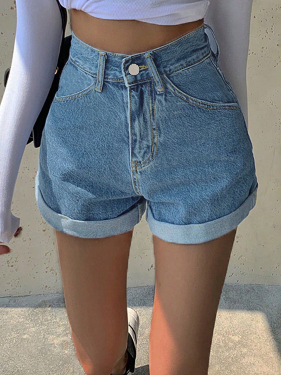 

StyleCast Women Cotton Slim Fit Low-Rise Hot Pants Shorts, Blue
