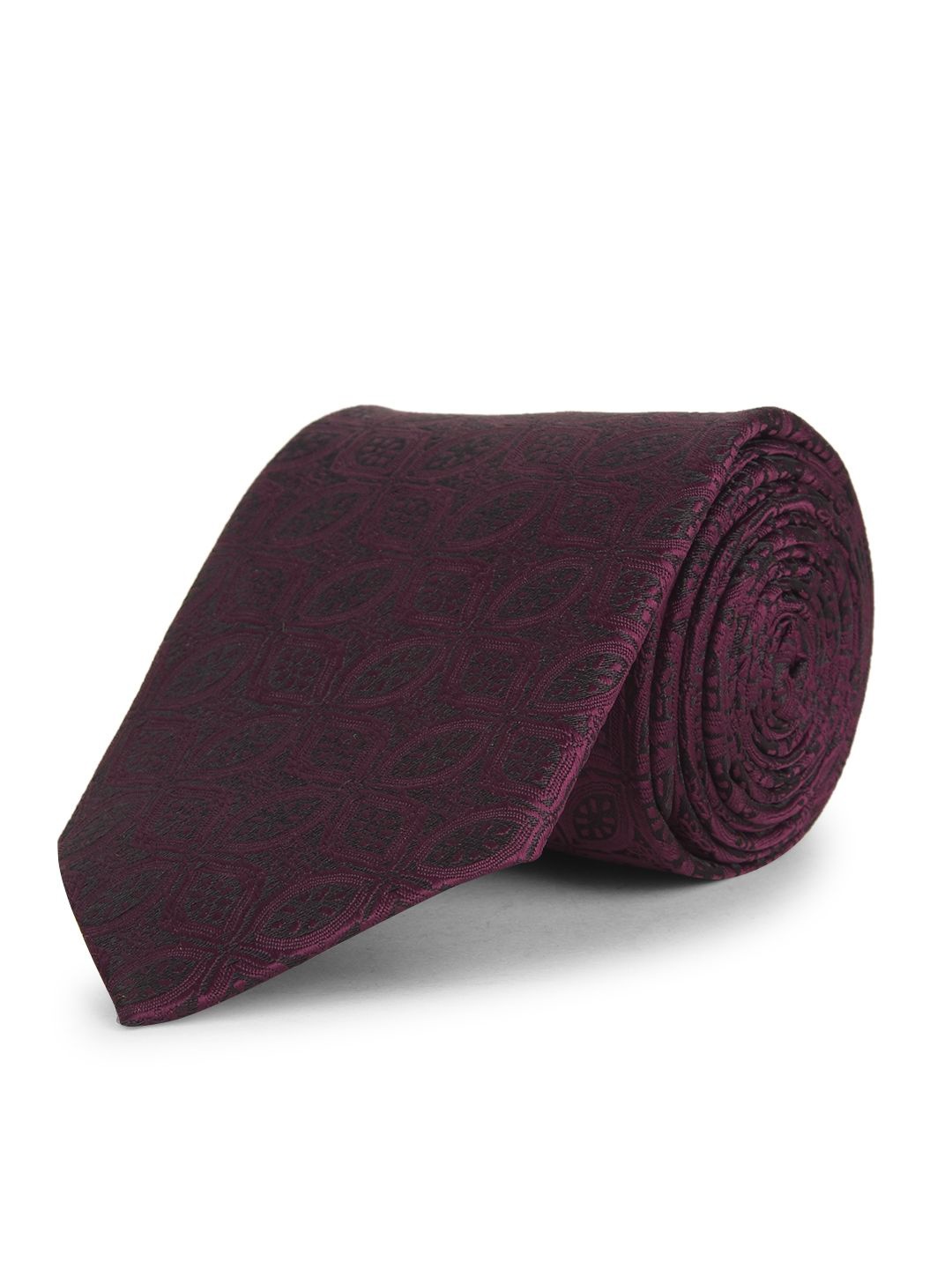 

Cazzano Men Woven Design Skinny Tie, Maroon