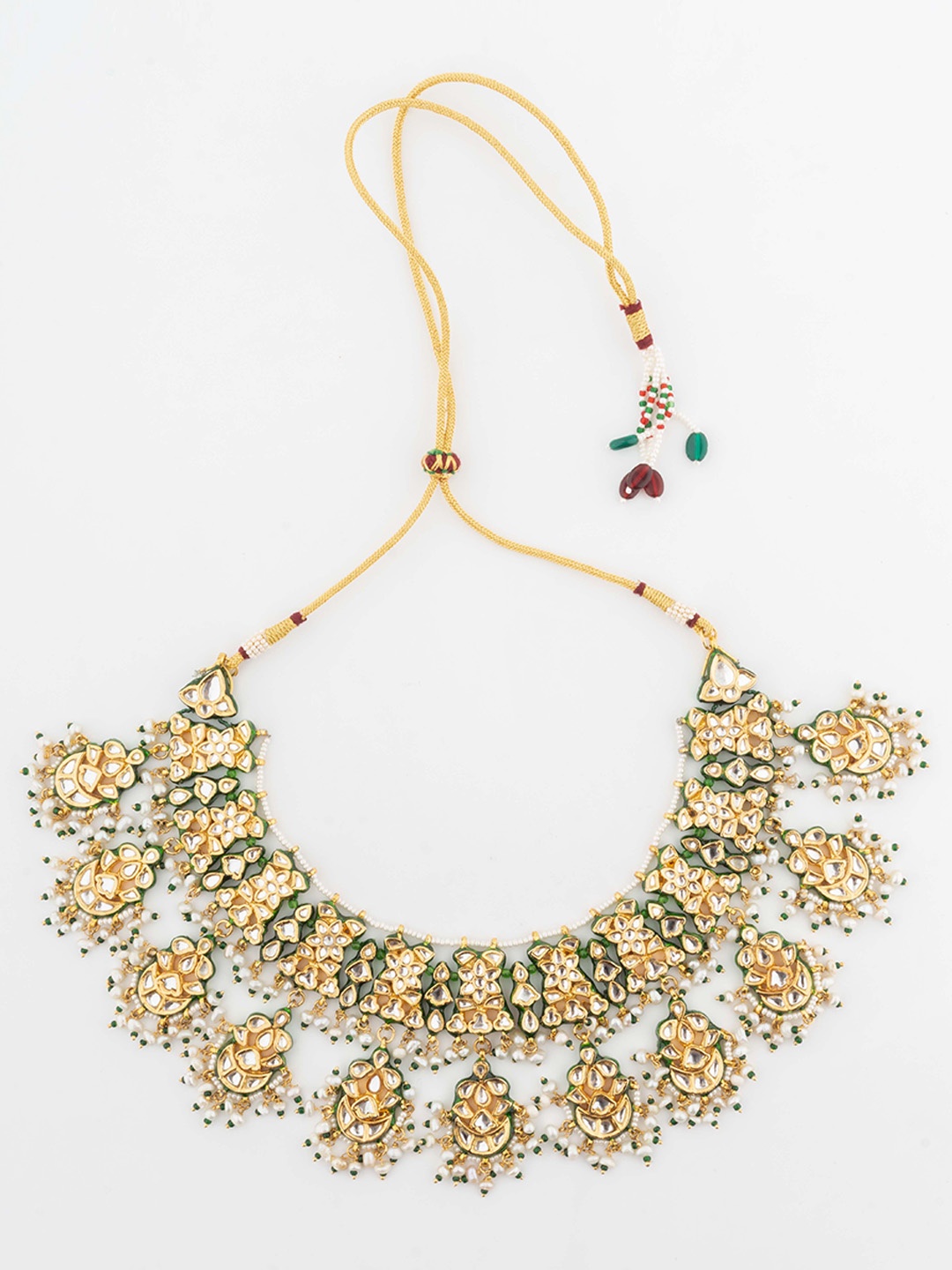 

Vivinia by Vidhi Gold-Plated Polki Kundan Stone Studded & Beaded Jewellery Set