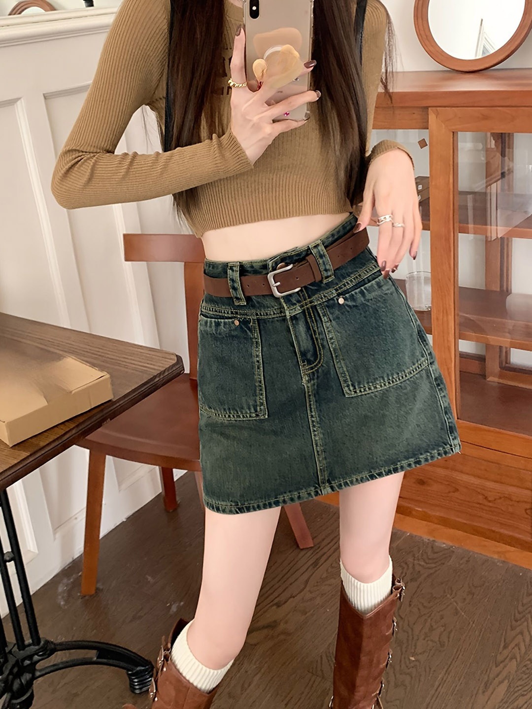 

StyleCast Women Denim Straight Mini Skirt, Blue
