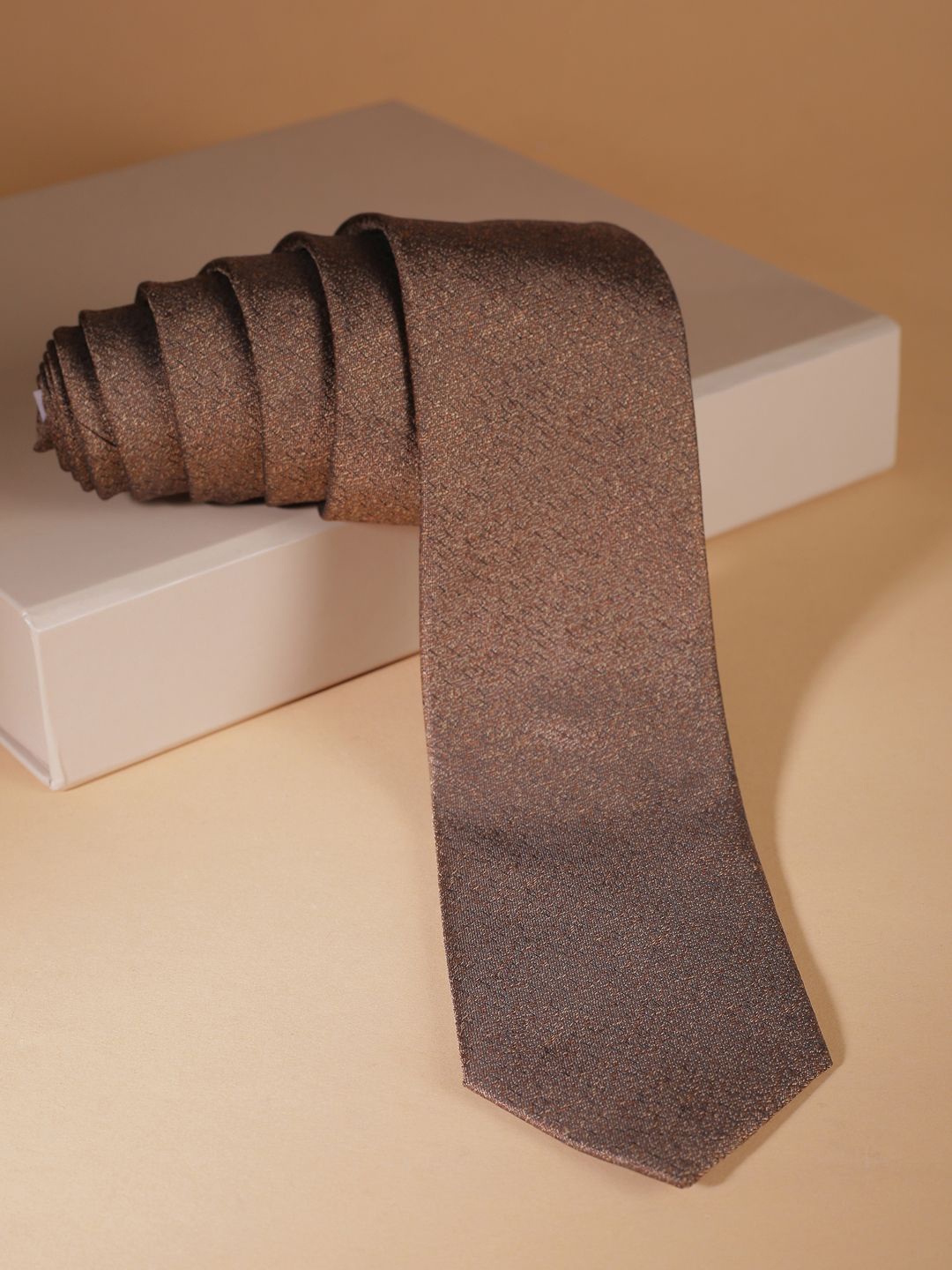 

Allen Solly Men Woven Design Textured Formal Ties, Brown