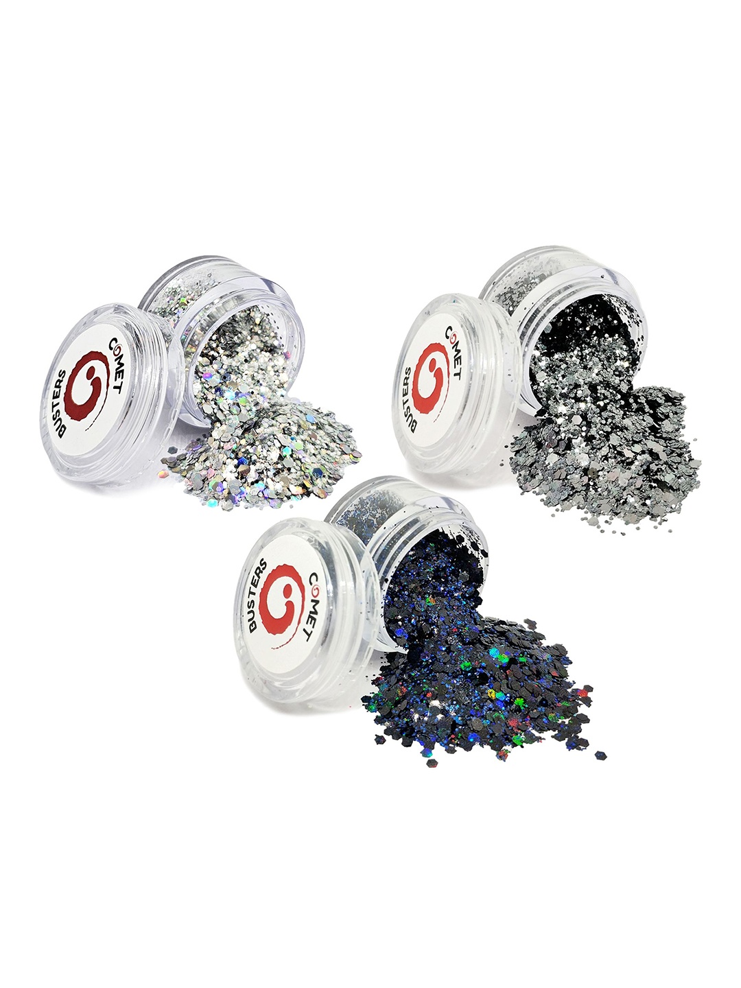 

Comet Busters Set Of 3 Face Chunky Glitter Body Shimmer Eye Makeup - 5 g Each - GLT039, Grey