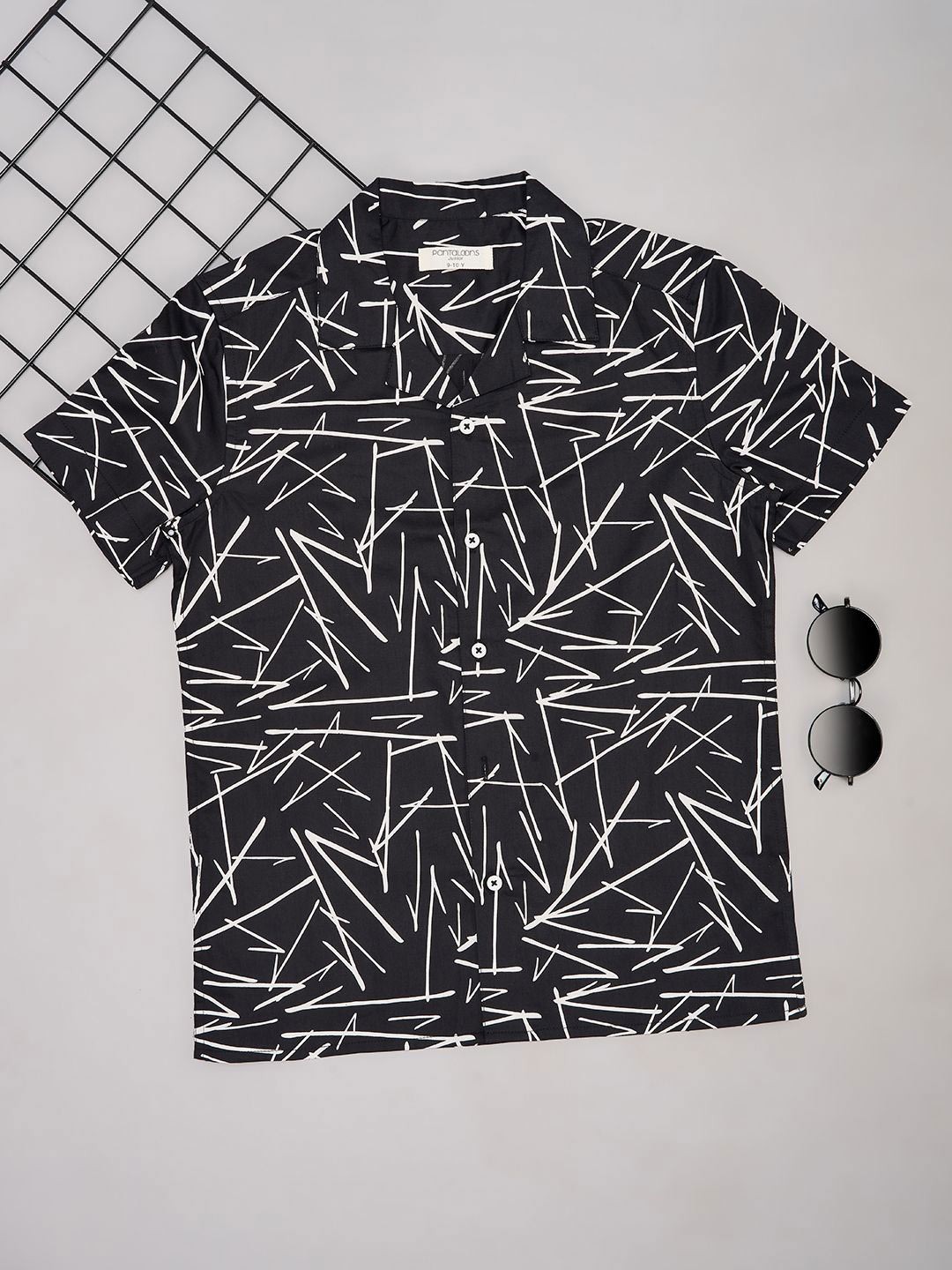 

Pantaloons Junior Boys Opaque Printed Casual Shirt, Black