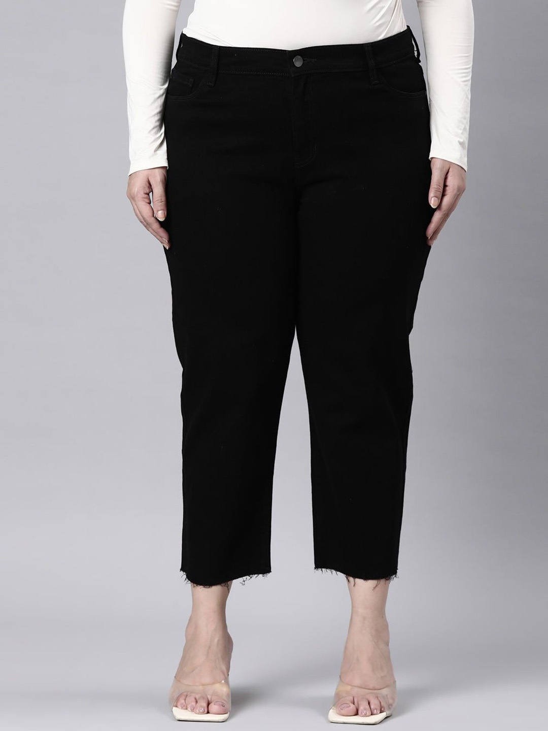 

Go Colors Women Mid-Rise Straight Fit Jeans, Black