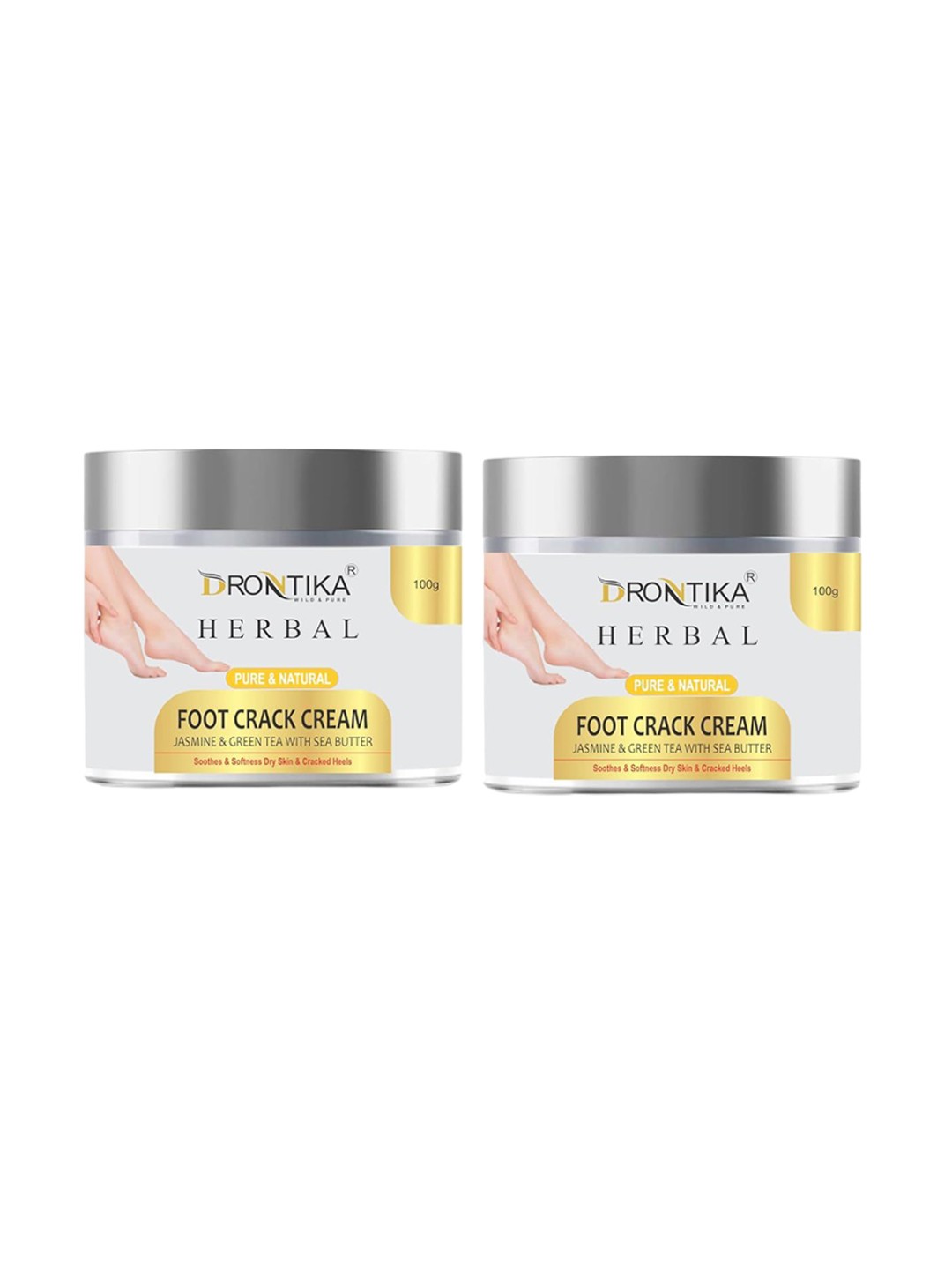 

DRONTIKA Set Of 2 Herbal Foot Crack Cream With Green Tea - 100 g Each, White