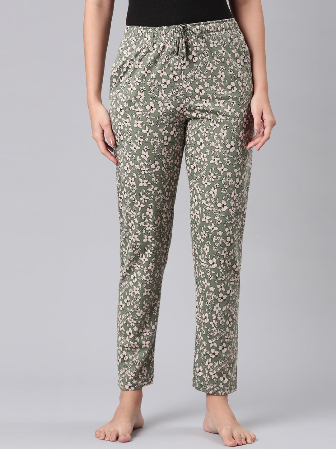 

Go Colors Women Printed Lounge Pants, Green