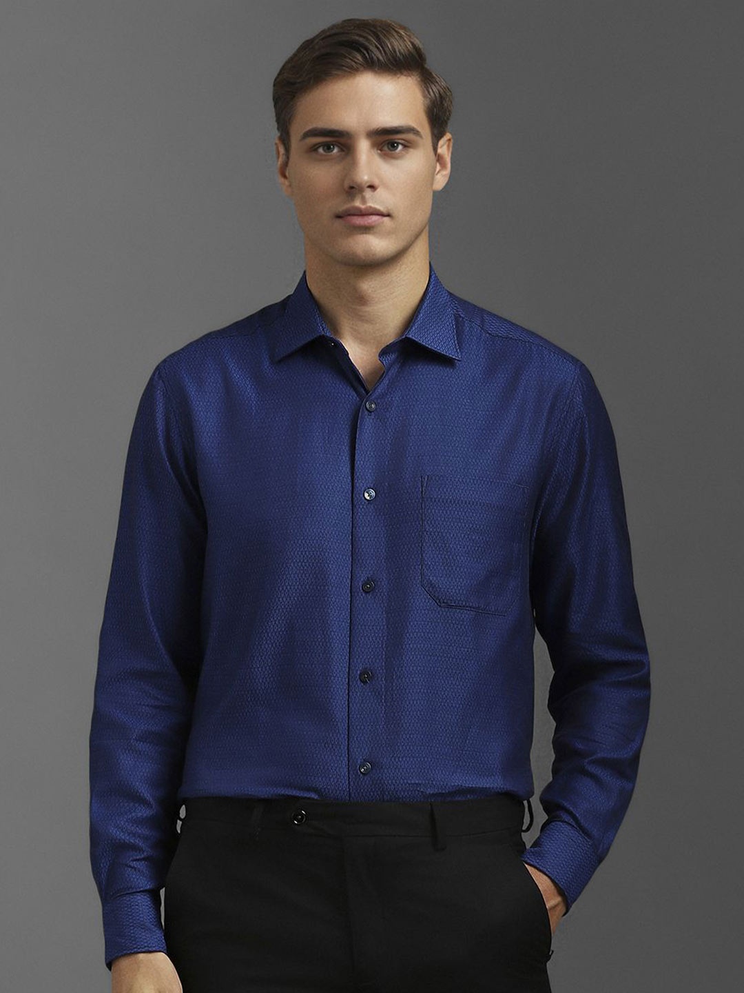 

Louis Philippe Men Classic Opaque Formal Shirt, Blue