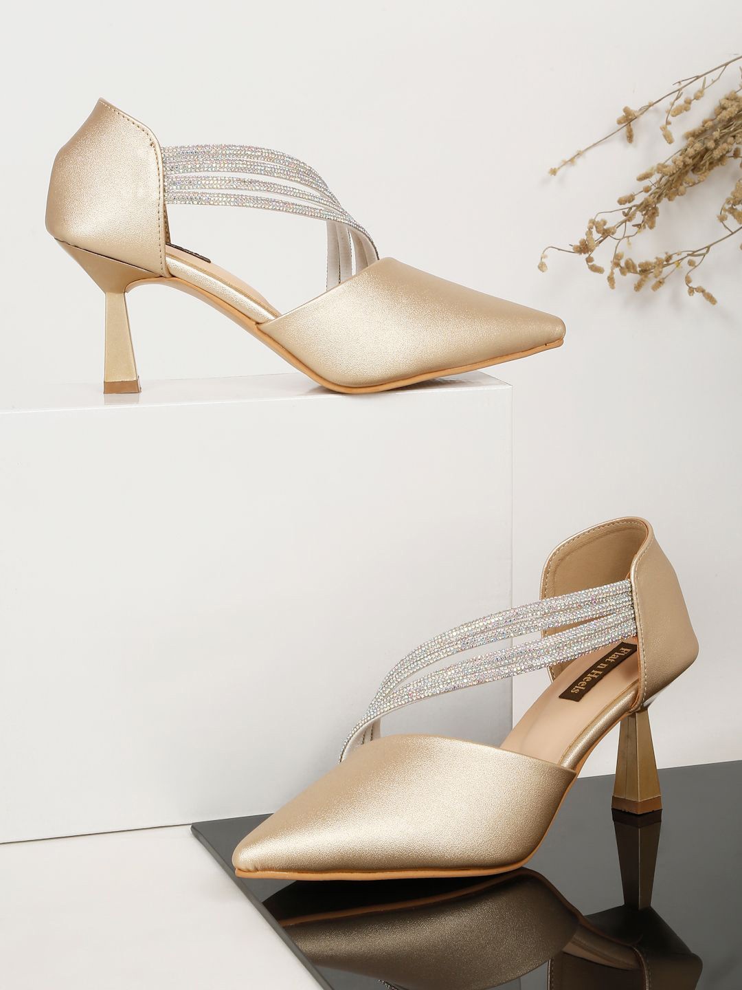 

Flat n Heels Women Embellished Stiletto Pumps, Gold