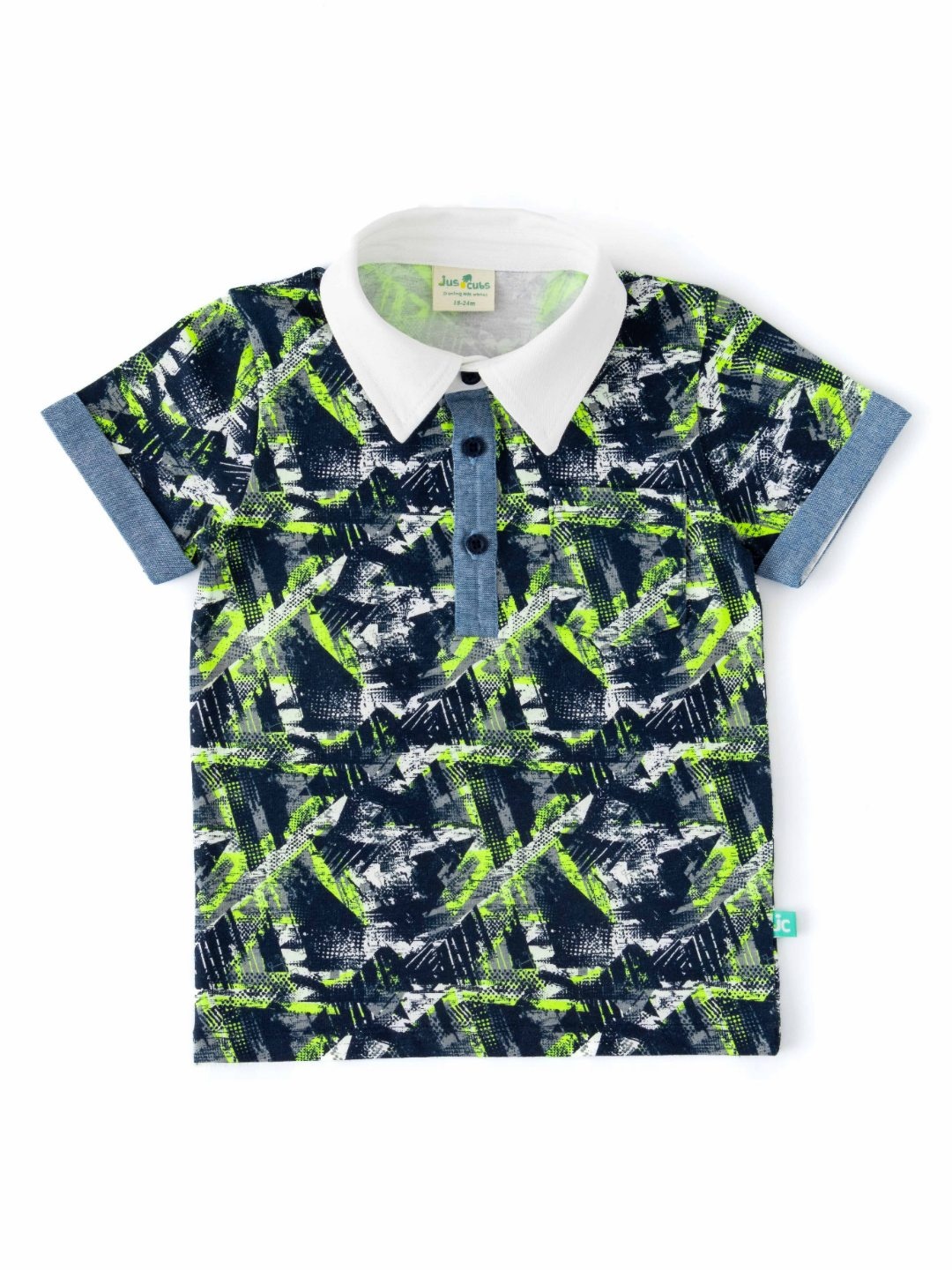 

JusCubs Boys Printed Polo Collar Extended Sleeves Pockets T-shirt, Multi