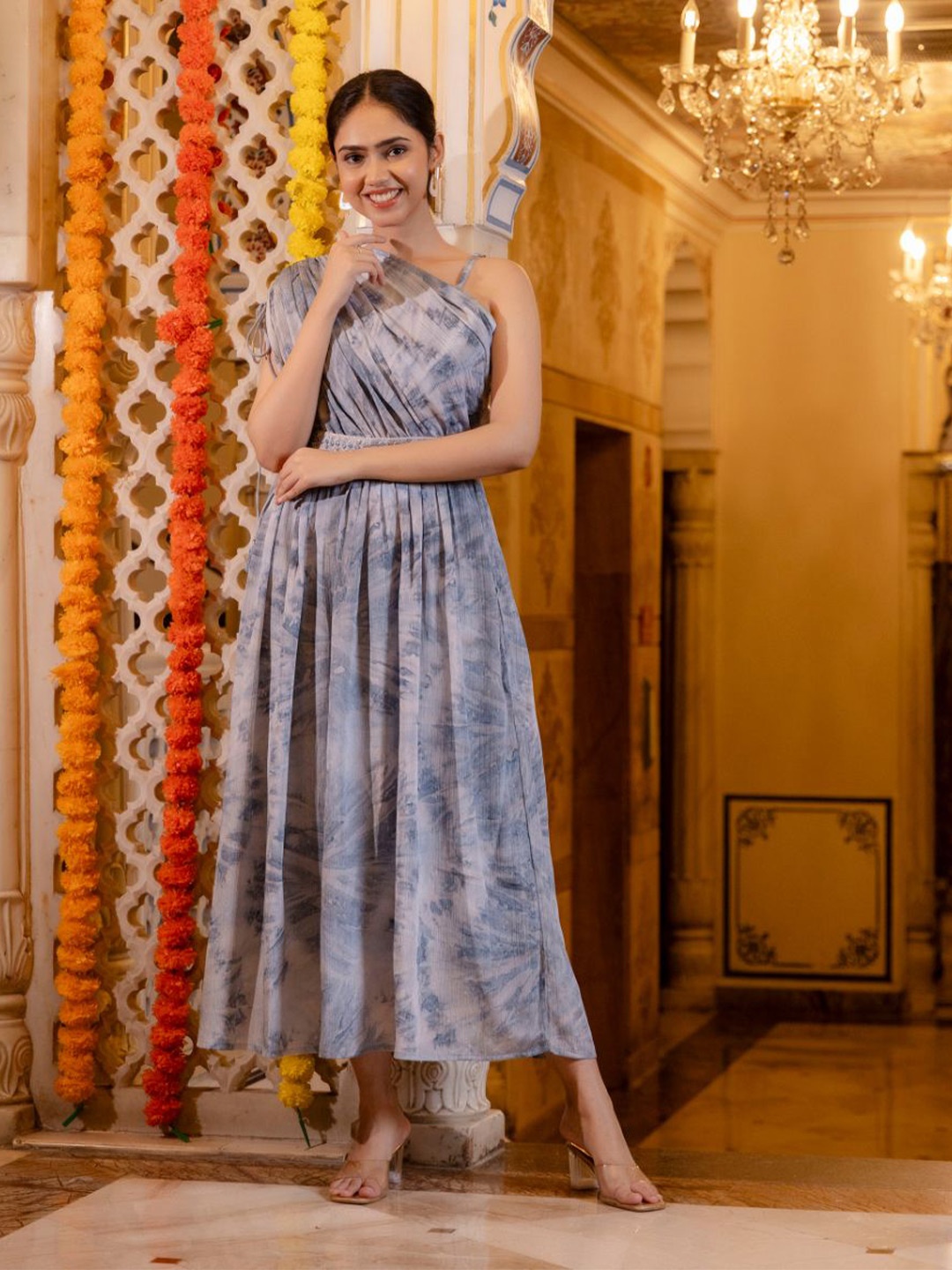 

KALINI Women Abstract Printed Gown Maxi Dress, Blue