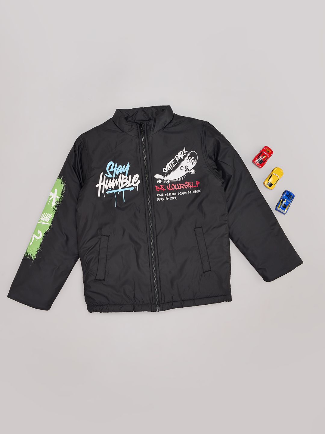 

Pantaloons Junior Boys Crop Puffer Jacket with Embroidered, Black