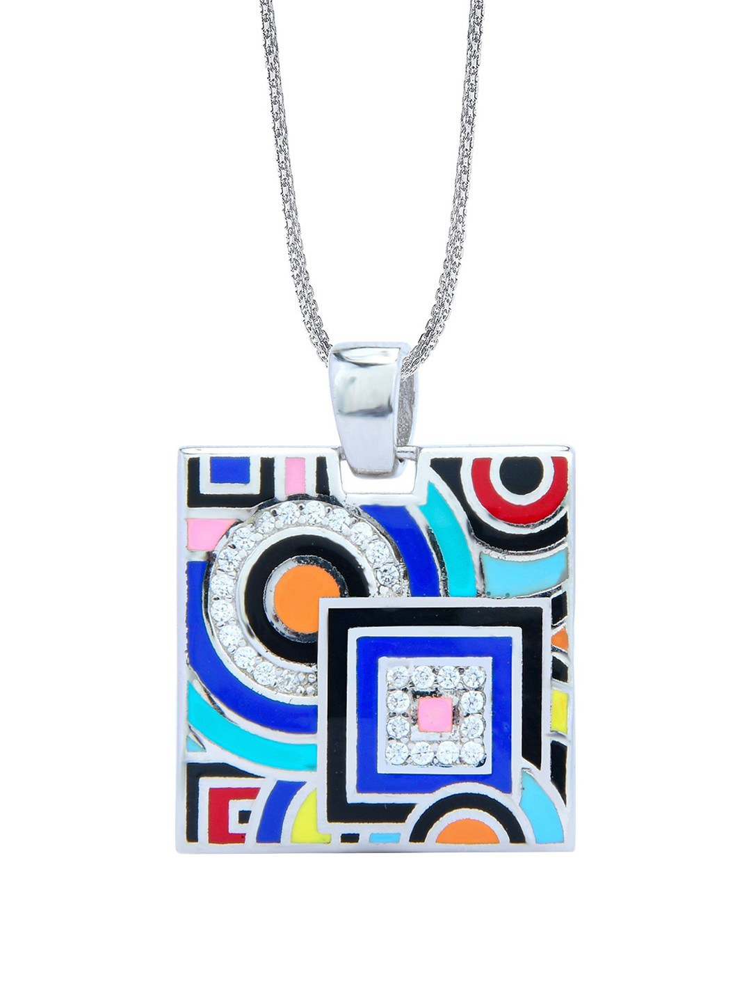 

Nipura 925 Sterling Silver Square Infinity Puzzle Enamel Pendants