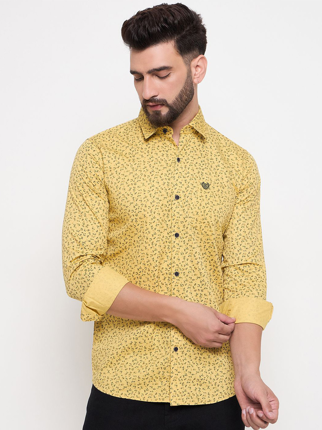 

Duke Men Slim Fit Floral Opaque Printed Casual Shirt, Yellow