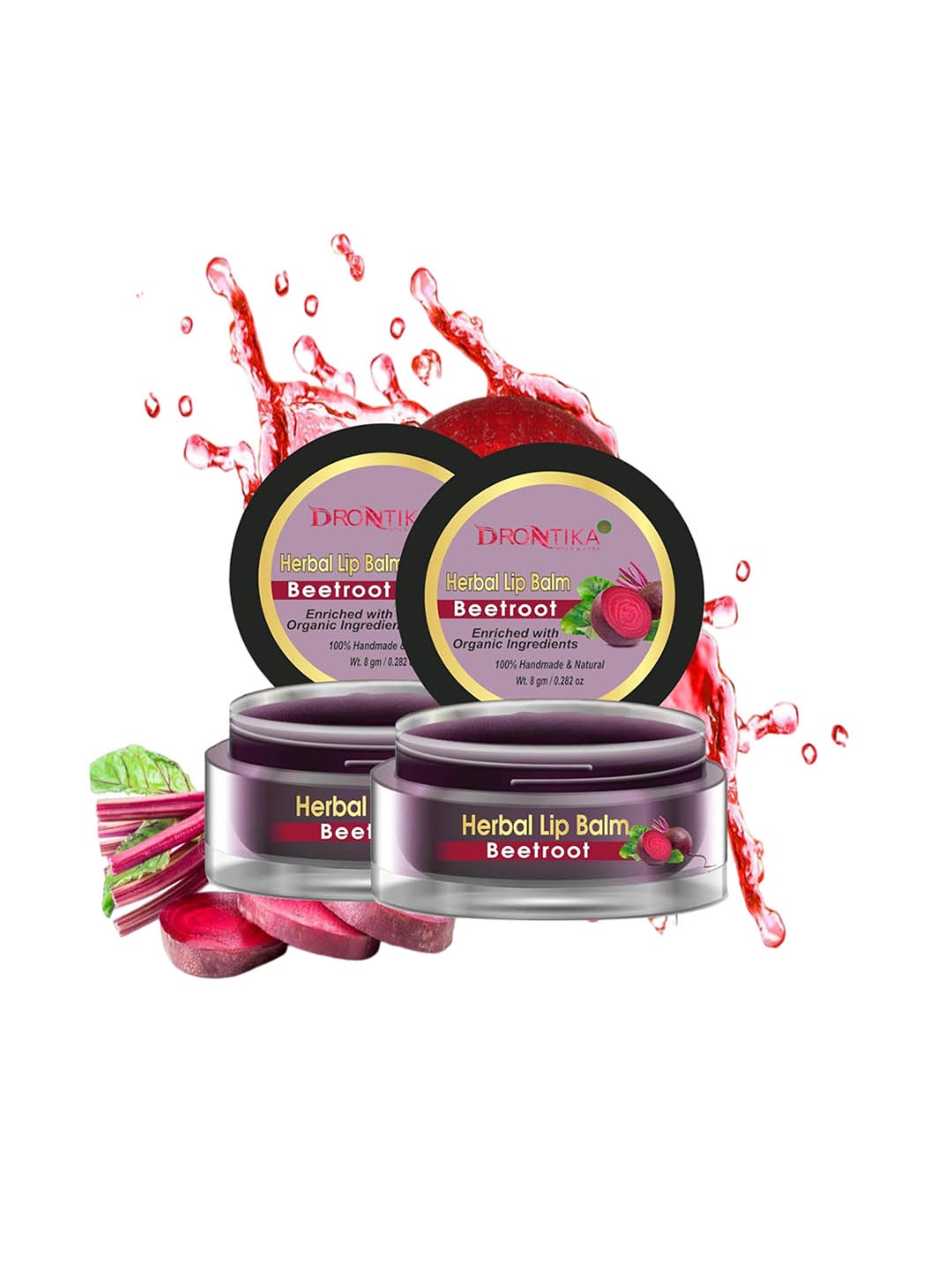 

DRONTIKA Set Of 2 Herbal Beetroot Lip Balm For Dry & Chapped Lips - 10 g Each, White