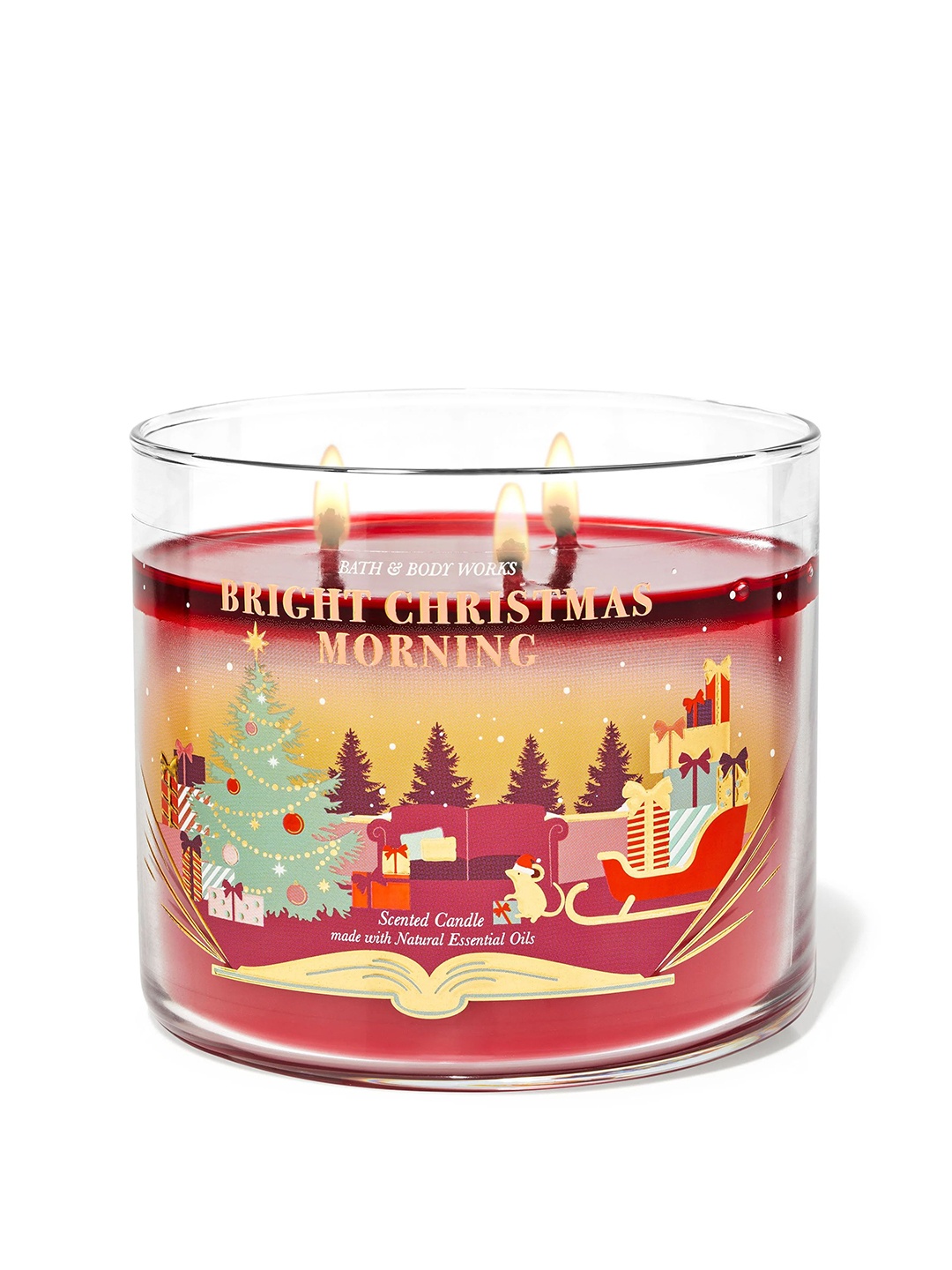 

Bath & Body Works Bright Christmas Morning Scented 3-Wick Candle - 411g, Red