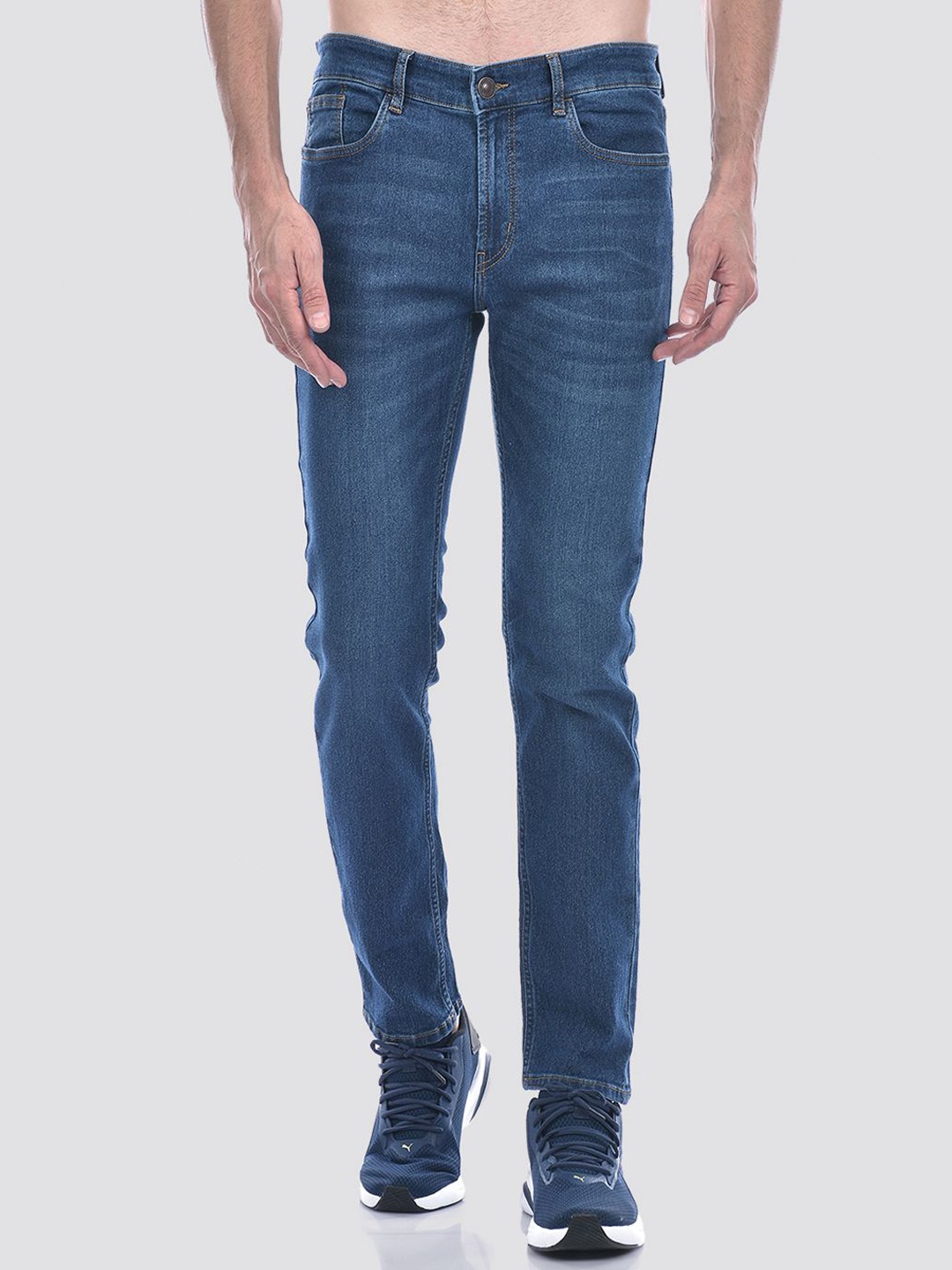 

INKD Men Mid-Rise Regular Fit Light Fade Stretchable Jeans, Blue