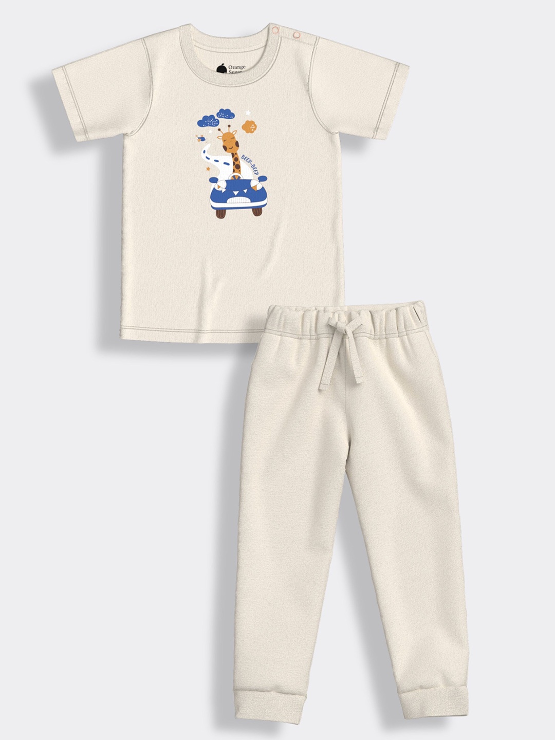 

Orange Sugar Kids Printed Pure Cotton T-shirt With Pyjama, Off white