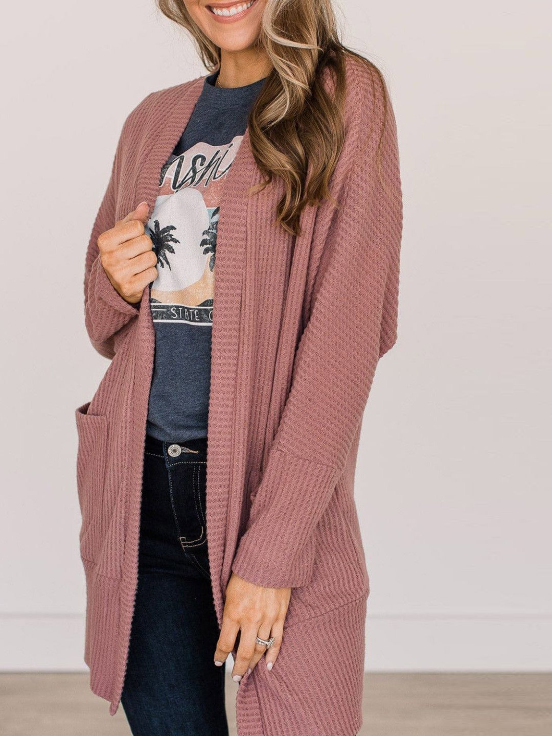 

HERE&NOW Women Longline Cardigan, Mauve