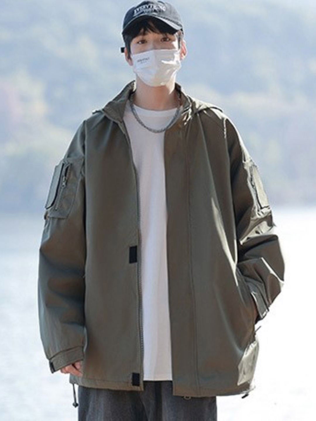 

KPOP Men Open Front Jacket, Grey