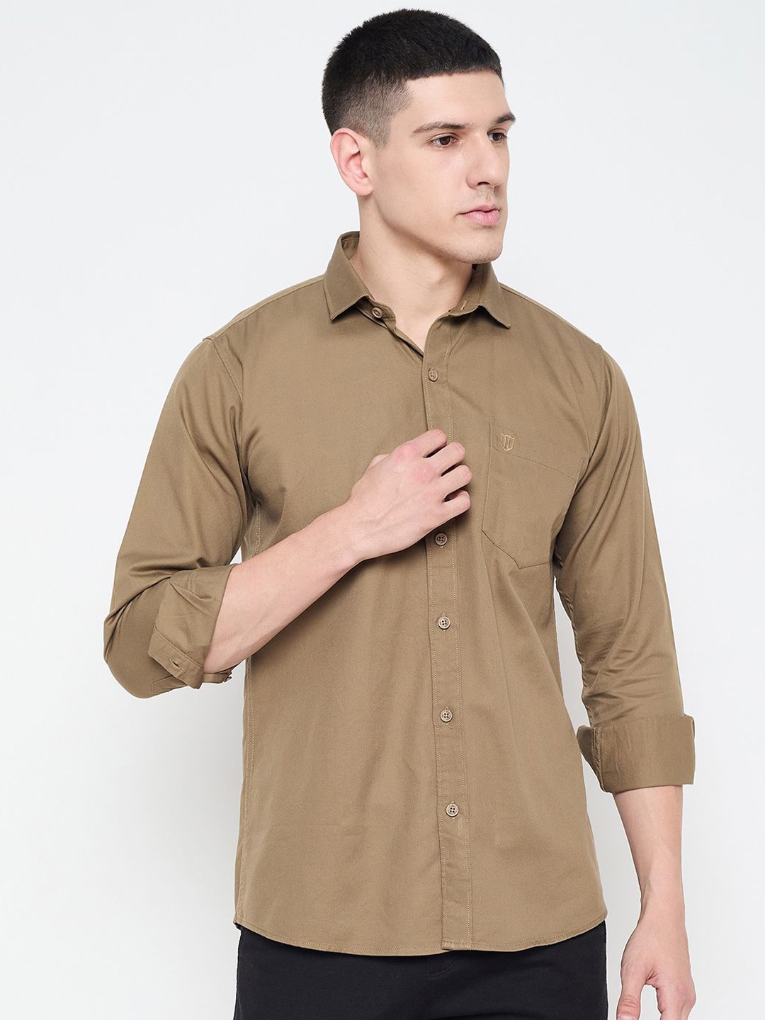 

Duke Men Slim Fit Opaque Casual Shirt, Brown