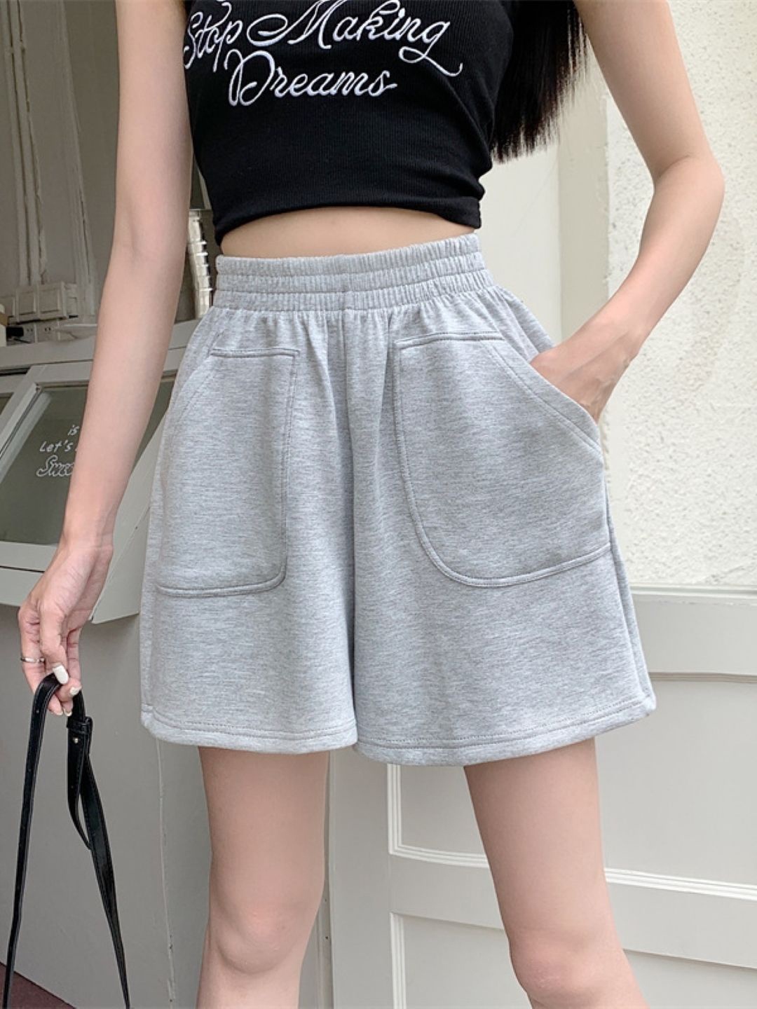 

KPOP Women Regular Fit Mid-Rise Shorts, Grey