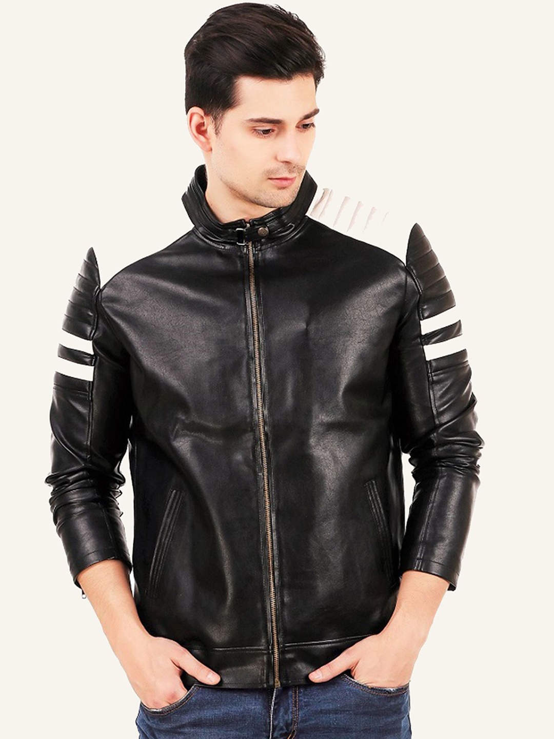 

Leather Retail Men Biker Jacket, Black