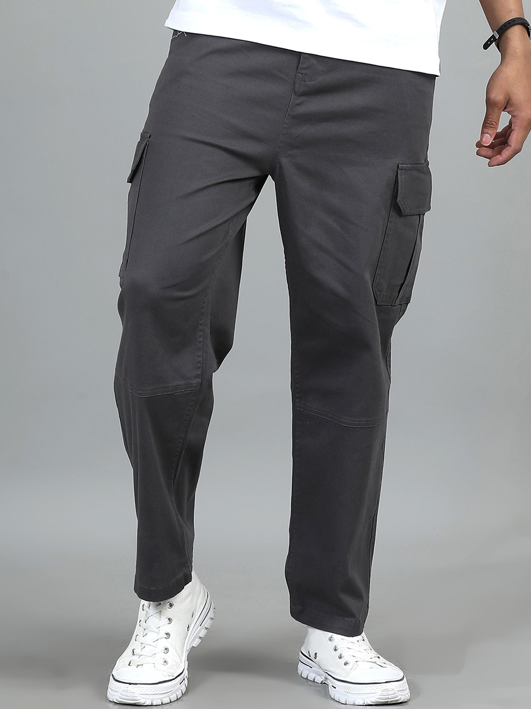 

SILISOUL Men Relaxed Loose Fit Cargos Trousers, Grey