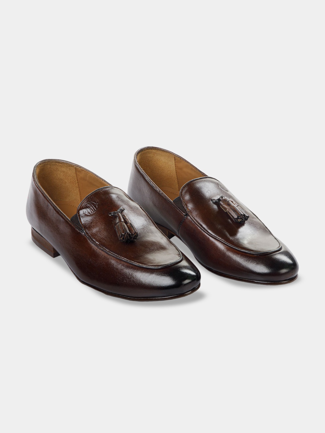 

LA MARCA Men Leather Formal Slip-On Round Toe Loafers, Brown