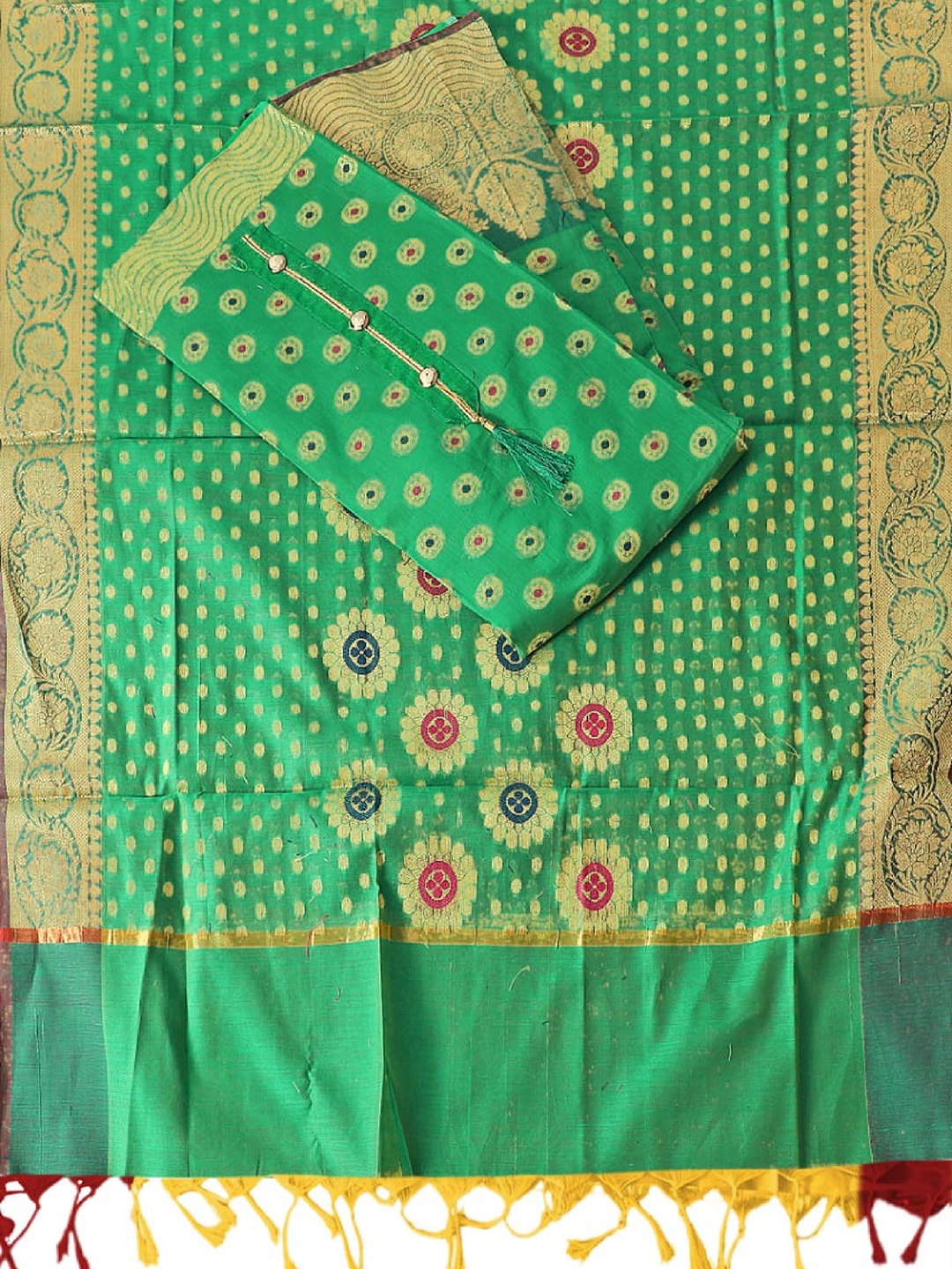 

Maroosh Floral Woven Design Unstitched Dress Material, Green