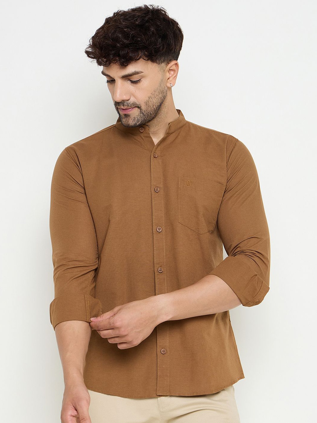 

Duke Men Slim Fit Opaque Casual Shirt, Brown