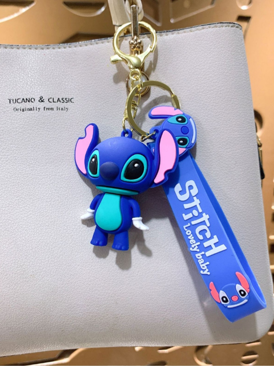 

Flenzy 3D lilo & Stitch Cartoon Printed Key Chain With Belt, Blue