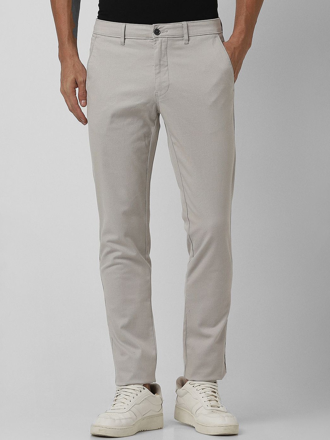 

Van Heusen Sport Men Textured Printed Cotton Slim Fit Trousers, Grey