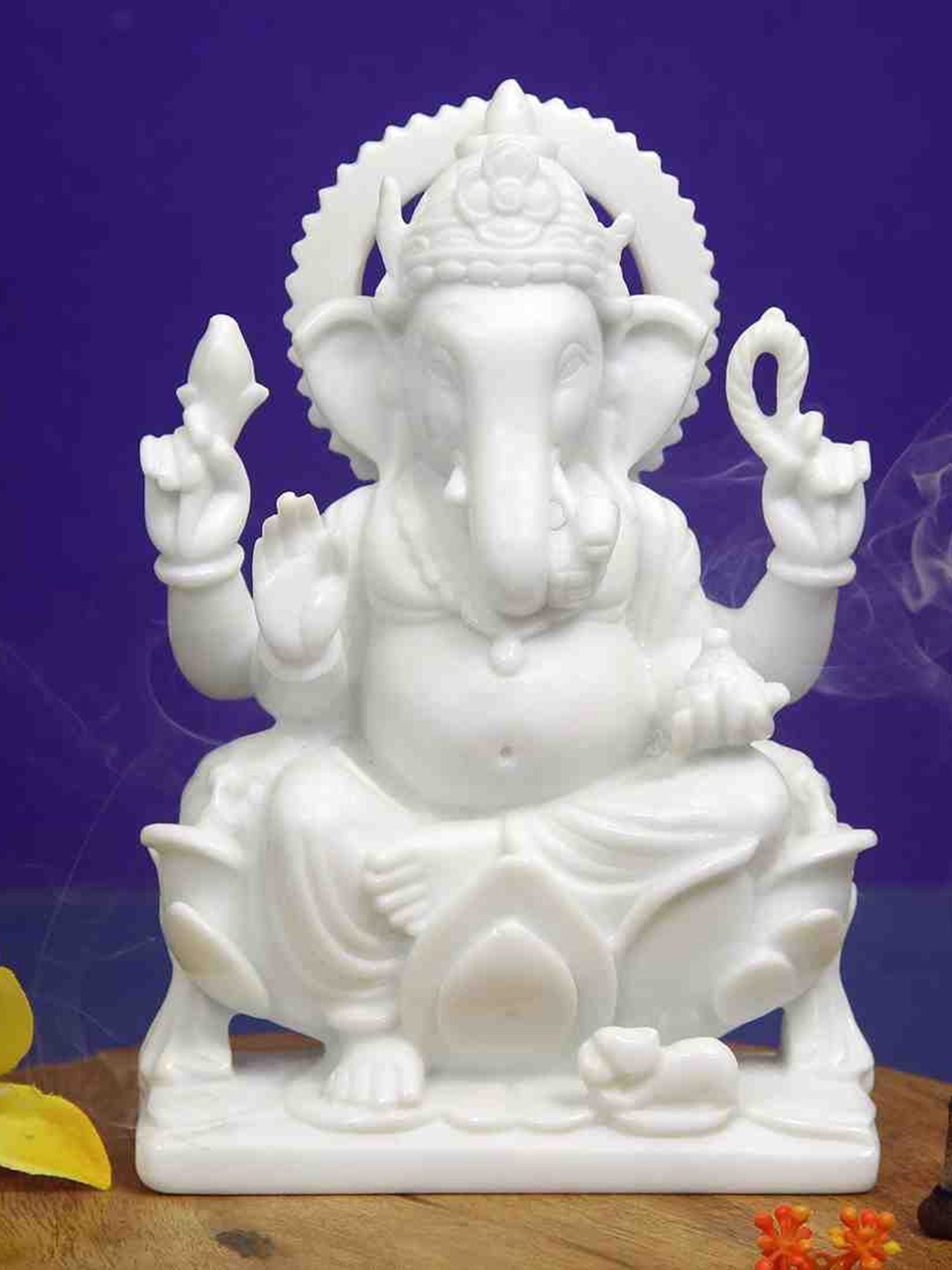 

HANDICRAFTS PARADISE White Religious Ganesh Idol Showpiece
